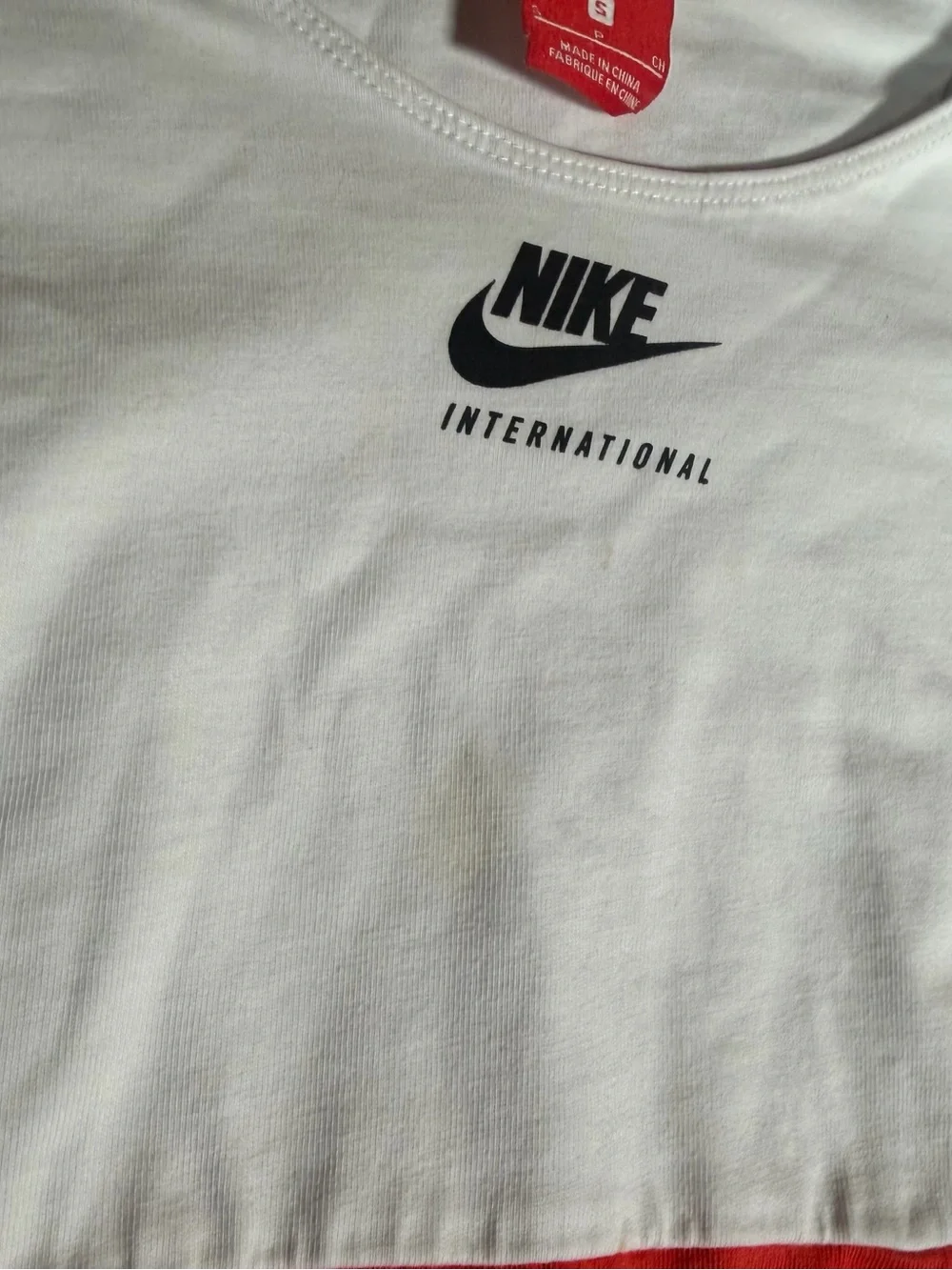 Nike White, Red & Black Colorblock Long Sleeve Girls Dress